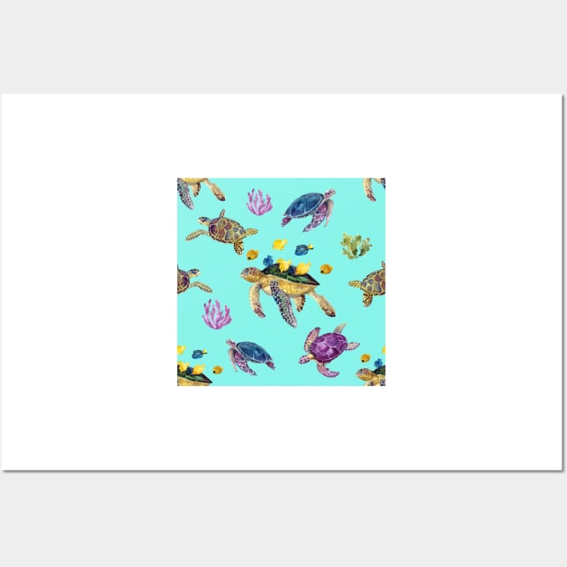 Sea Turtles All Over Tote Bag Wall Art by candiscamera